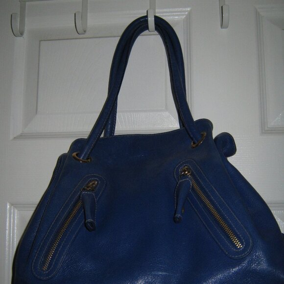 Furla Cobalt Blue Leather Handbag Purse - Picture 7 of 11